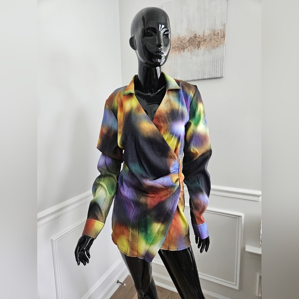 Boohoo Multicolor Wrap Blouse